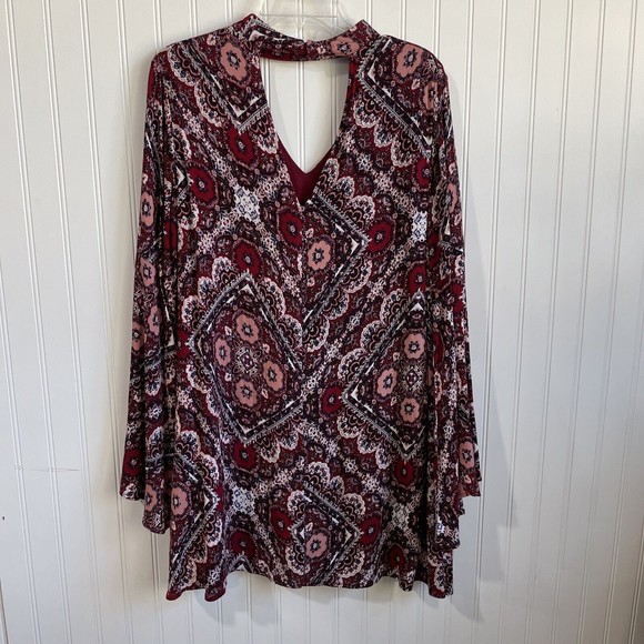 Very J Womens  Large Colorful Floral Paisley Geometric Tunic Top Bohemian - Picture 2 of 14
